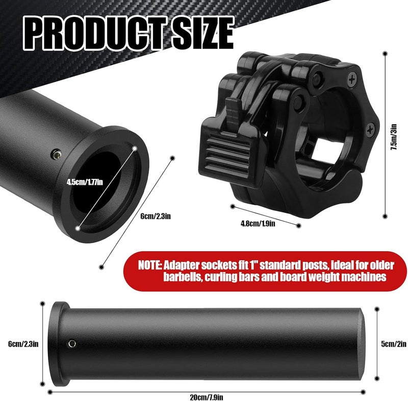 NewBEP 2PCS Olympic Adapter Sleeve 7.8" with Olympic Barbell Clamps 2", Converts 1" Standard Weight Plate Posts to 2" Olympic Weight Plate Posts, Removable end Cap - Image 3